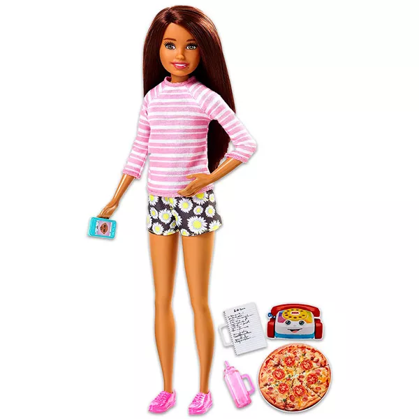 Barbie Skipper: barna hajú bébiszitter Skipper pizzával