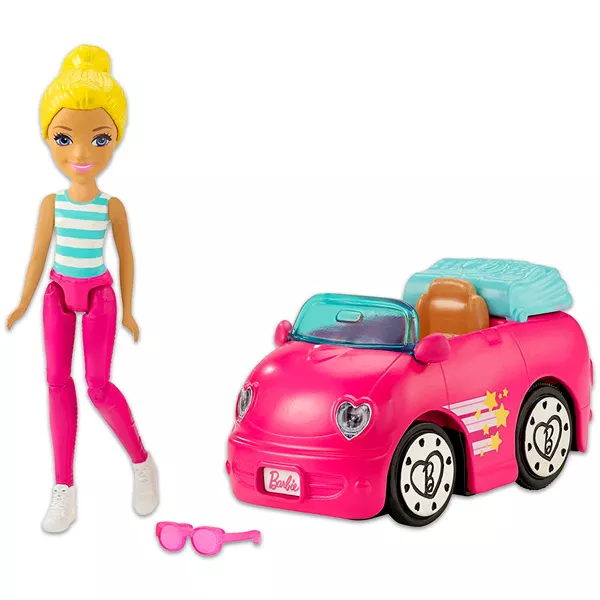 Barbie on the Go: Szőke hajú Barbie motorizált kisautóval