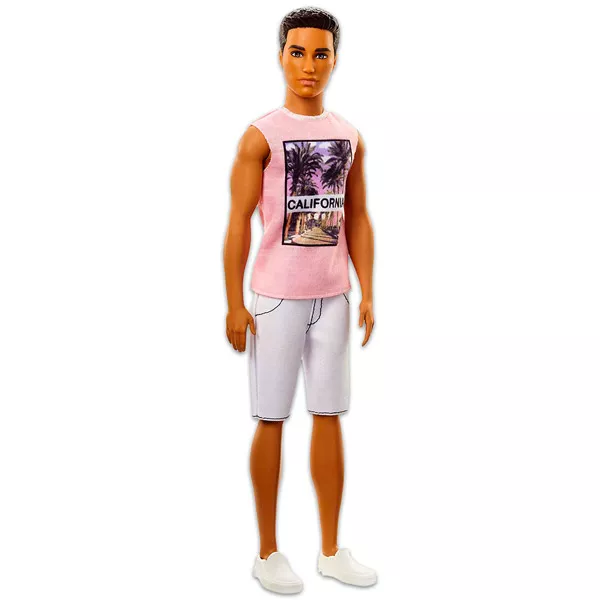 Barbie Fashionistas: barna hajú Ken baba rózsaszín trikóban 