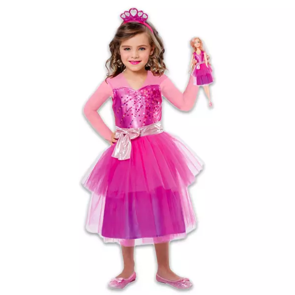Barbie hercegnő jelmez 5-7 éves, ajándék Barbie babaruhával