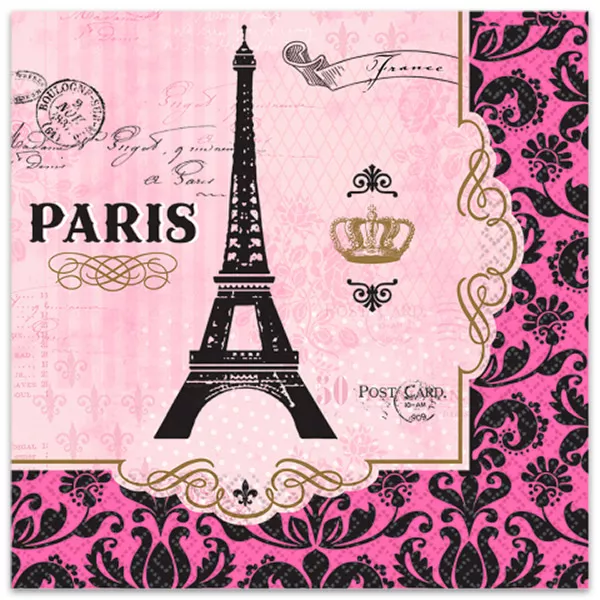 O zi în Paris: şerveţele roz - 16 buc.