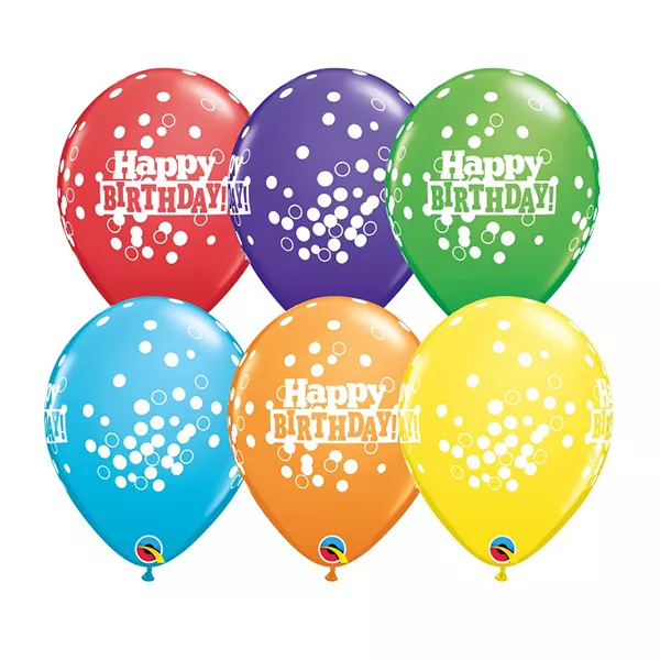 Happy Birthday baloane cu confeti - 6 buc.