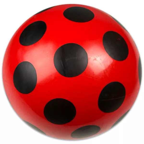 Piros gumilabda fekete pöttyökkel - 22 cm