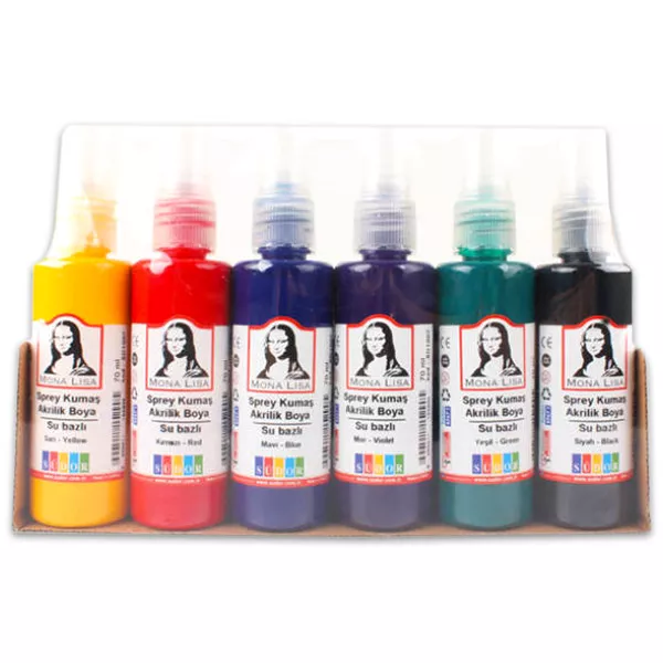 Mona Lisa: 6 darabos akril textilfesték spray - 70 ml