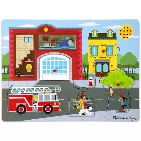 Melissa and Doug: tűzoltóállomás hangos puzzle
