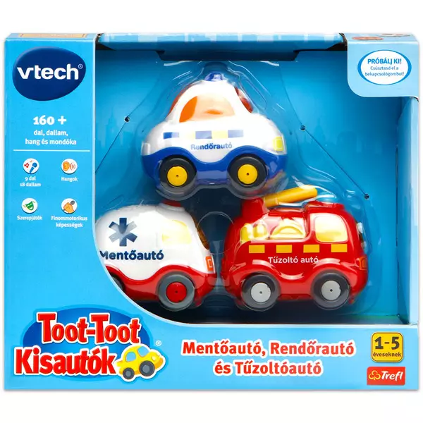 V-Tech: Toot-Toot Set cu 3 vehicule de intervenţie - în lb. maghiară