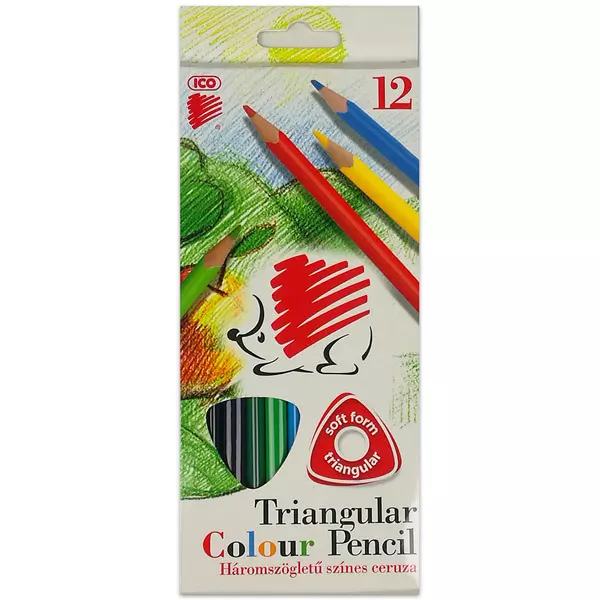 Set ICO Riccio: Matite colorate triangolari - 12 pezzi.