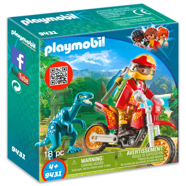 Playmobil - Motorbiciklis Velociraptorral - 9431