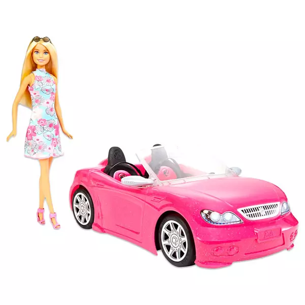 Barbie: Păpuşă Barrbie cu maşină roz decapotabil