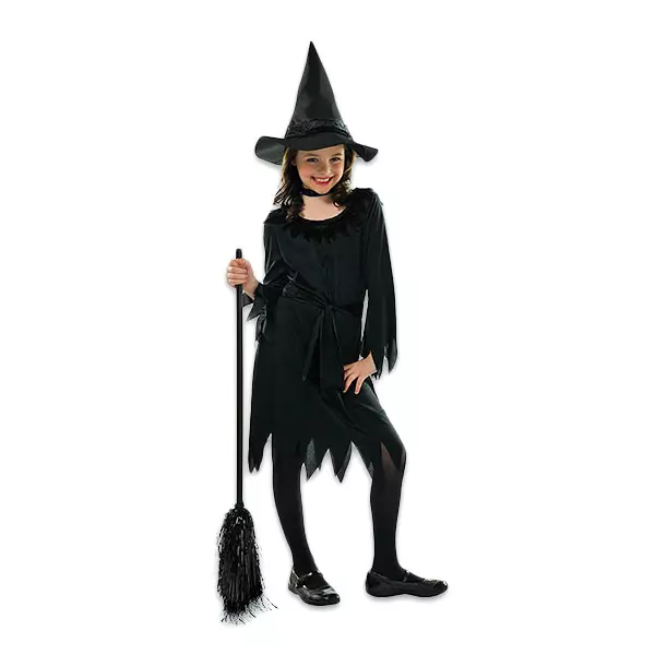 Costum Vrăjitoare de culoare negru - mărime 110 pentru copii de 4-6 ani
