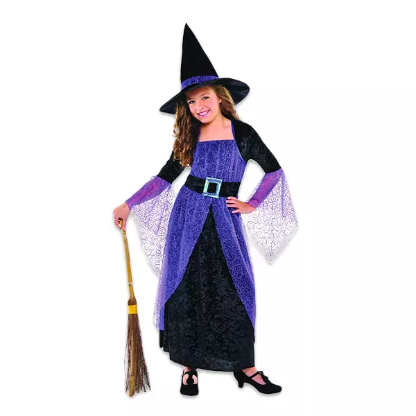 Costum Vrăjitoare de culoare mov - mărime 134 pentru copii de 8-10 ani