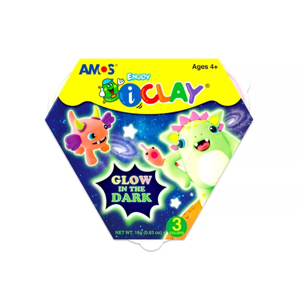 Amos: iClay - 3 buc. plastilină fluorescentă pentru copii