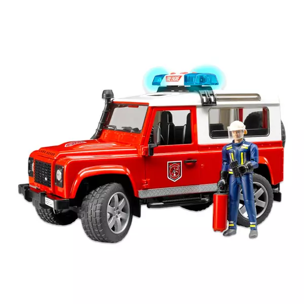 Bruder: Land Rover Defender tűzoltó autó tűzoltóval