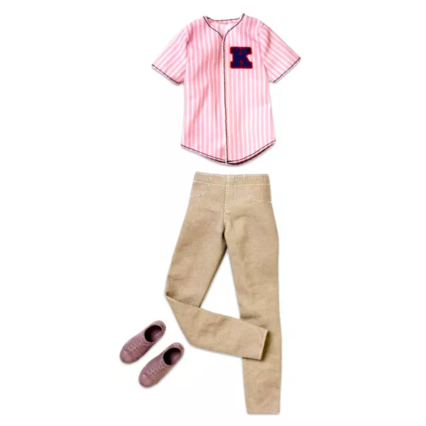 Ken: Haine asortate - Cămaşă roz-alb, pantaloni şi pantofi 