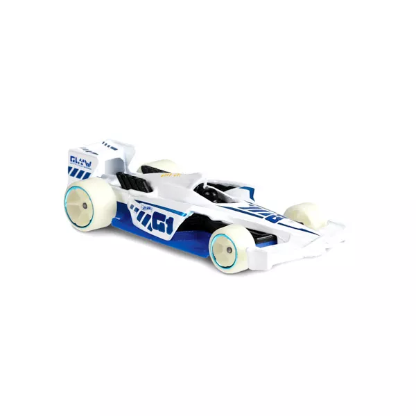 Hot Wheels Glow Wheels: Maşinuţă Winning Formula - alb
