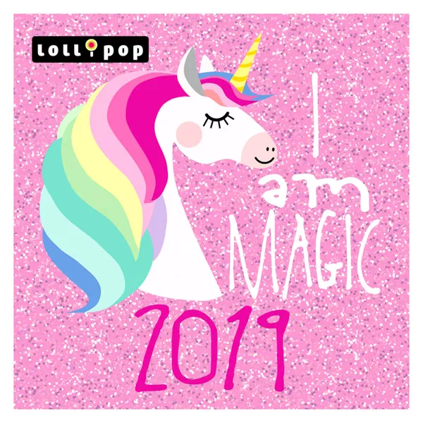 Lollipop: unikornisos közepes lemeznaptár - 2019