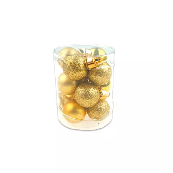 Karácsonyi gömbdísz, 12 darab - 2,5 cm, arany