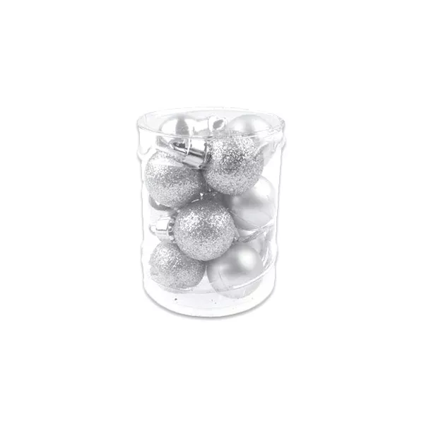 Glob de crăciun, 12 buc. - 2,5 cm, argintiu