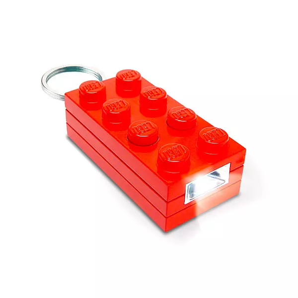 LEGO: piros téglalap világító kulcstartó 
