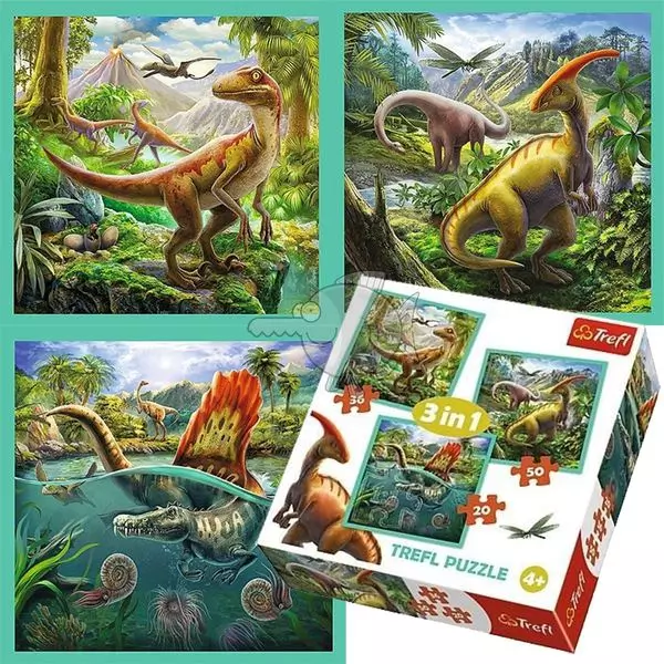 Trefl: Dinozaurii puzzle 3-în-1