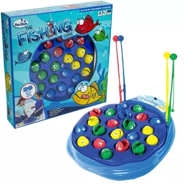 Jeu de pêche - bleu avec poissons colorés
