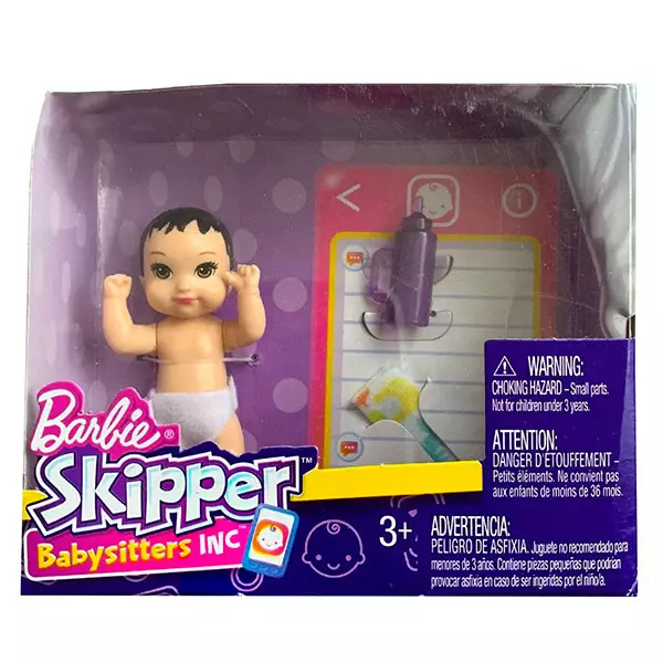 Barbie Skipper Babysitters: Păpuşă bebeluş cu păr negru