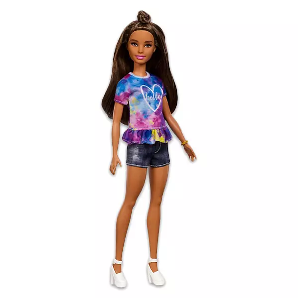 Barbie Fashionistas: păpuşă Barbie creol în bluză mov cu model 