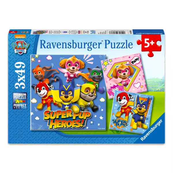 Ravensburger: Paw Patrol Super Pups Heroes puzzle 3 x 49 piese