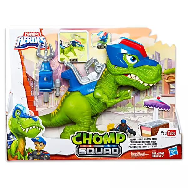 Playskool Heroes: Chomp Squad - Troopersaurus és Bobby Badge figura