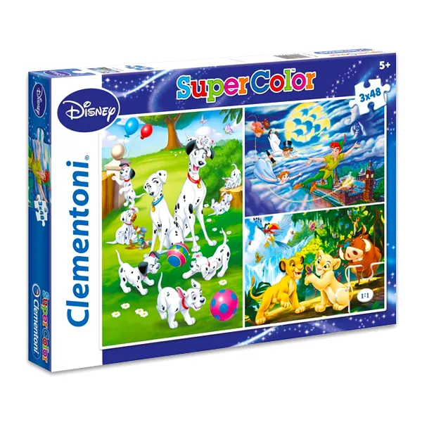 Clementoni: Disney puzzle SuperColor cu 3 x 48 piese