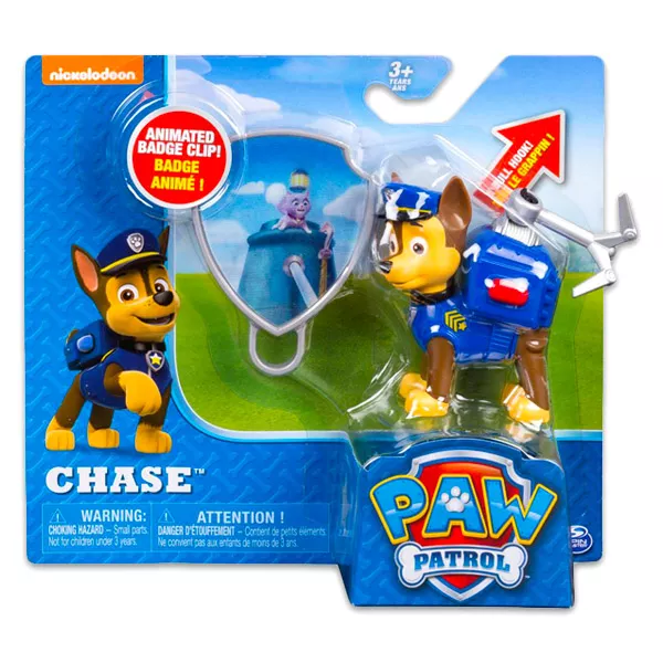 Paw Patrol: Figurină acţiune Chase cu insignă 3D