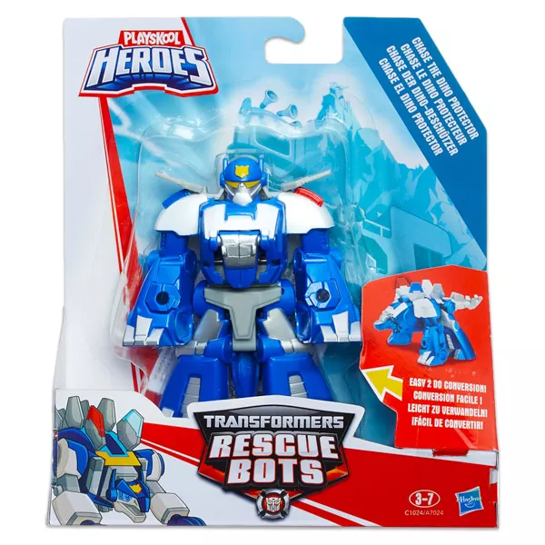PlaySkool Heroes: Figurină Transformers Chase the Dino Protector - 12 cm, albastru