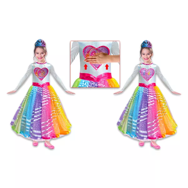 Barbie Szivárvány hercegnő jelmez tiarával - 104 cm 