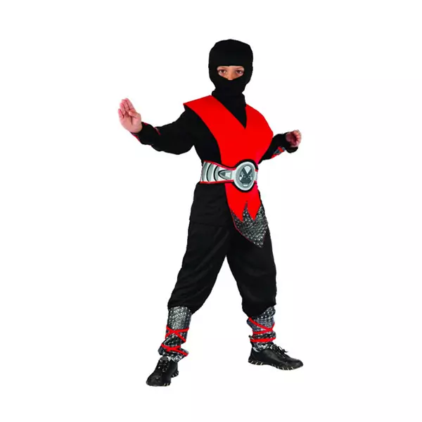 Ninja jelmez - 130-140 cm, piros-fekete