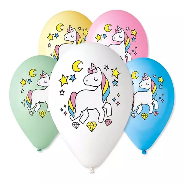Set cu 5 baloane cu model unicorn - 30 cm