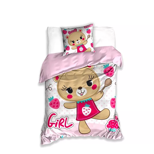 Model Ursuleţ: lenjerie de pat cu 2 piese - roz