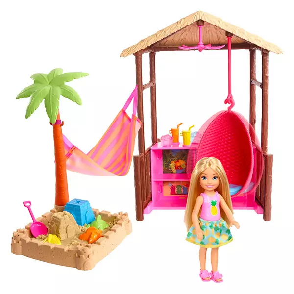 Barbie: Chelsea şi bungaloul de pe plajă cu nisip kinetic