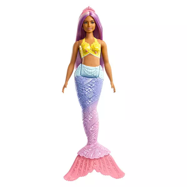 Barbie Dreamtopia: Păpuşă Sirenă cu păr mov, cu tiara