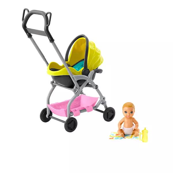 Barbie Skipper: Set accesorii babysitter - bebeluş cu cărucior
