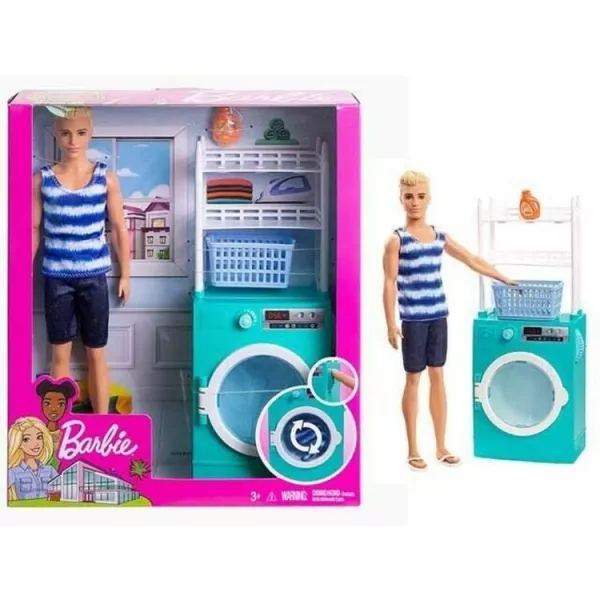 Barbie: szőke hajú Ken baba mosógéppel 