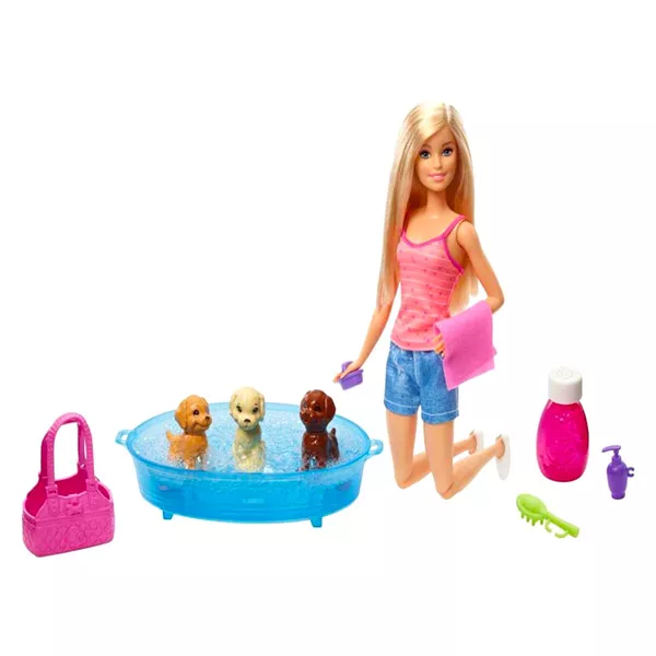 Barbie: Set de joacă - îmbăierea câinilor