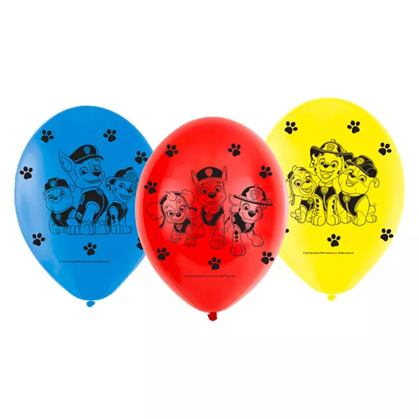 Paw Patrol: 6 buc. baloane cu modele - 23 cm