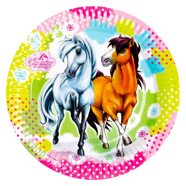 Model Charming Horses: 8 buc. farfurie carton - 18 cm