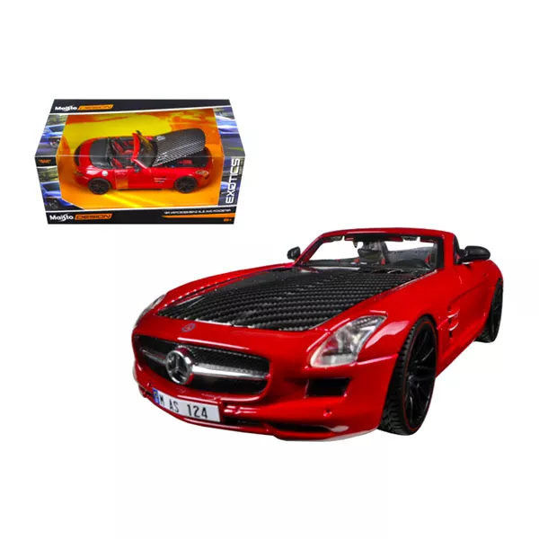 Maisto: Maşinuţă Mercedes-Benz SLS AMG Roadster cu capotă carbon 1:24 - roşu