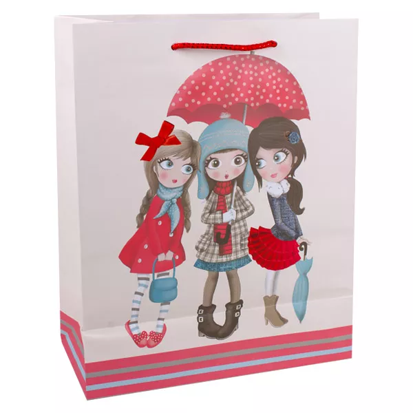 Esernyős lányok ajándékzacskó - 26 x 32 cm