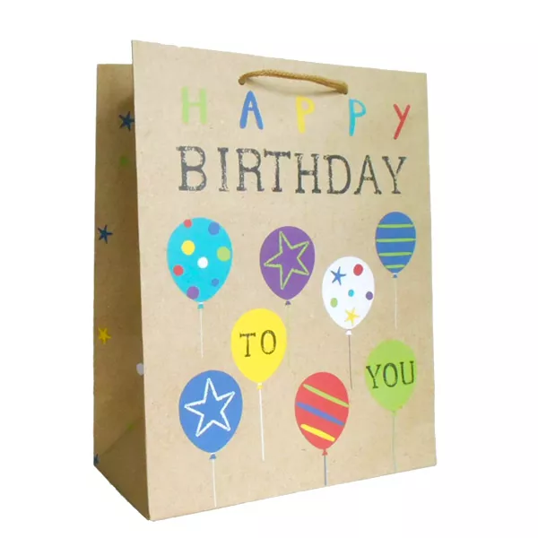 Happy Birthday to you feliratos, lufi mintás ajándékzacskó - 32 x 26 cm