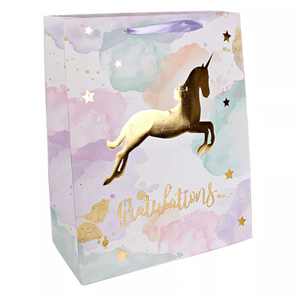 Pungă cadou Unicorn auriu - 18 x 23 cm