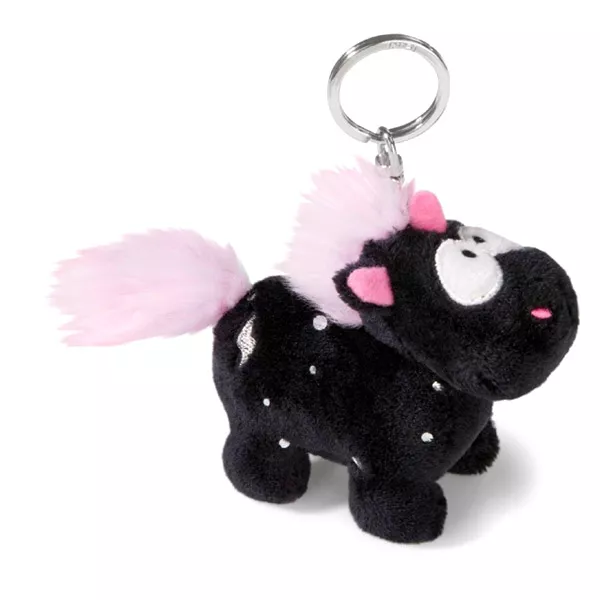 Nici: Unicorn breloc figurină pluş - negru-roz