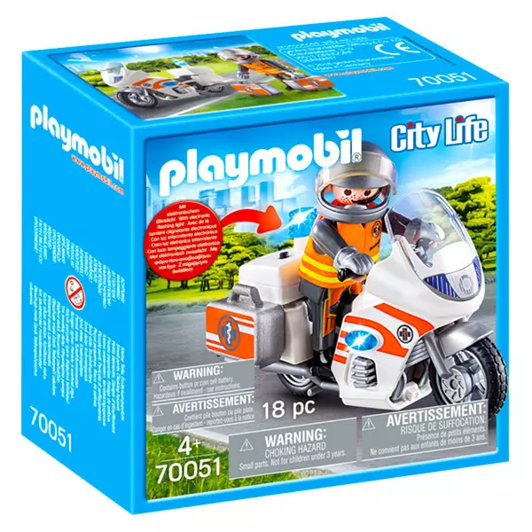 Playmobil: Motocicletă de urgență cu lumină intermitentă - 70051