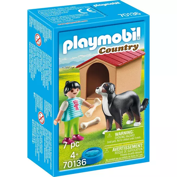 Playmobil: Figurină fetiţă cu câine şi cuşcă pentru câine - 70136